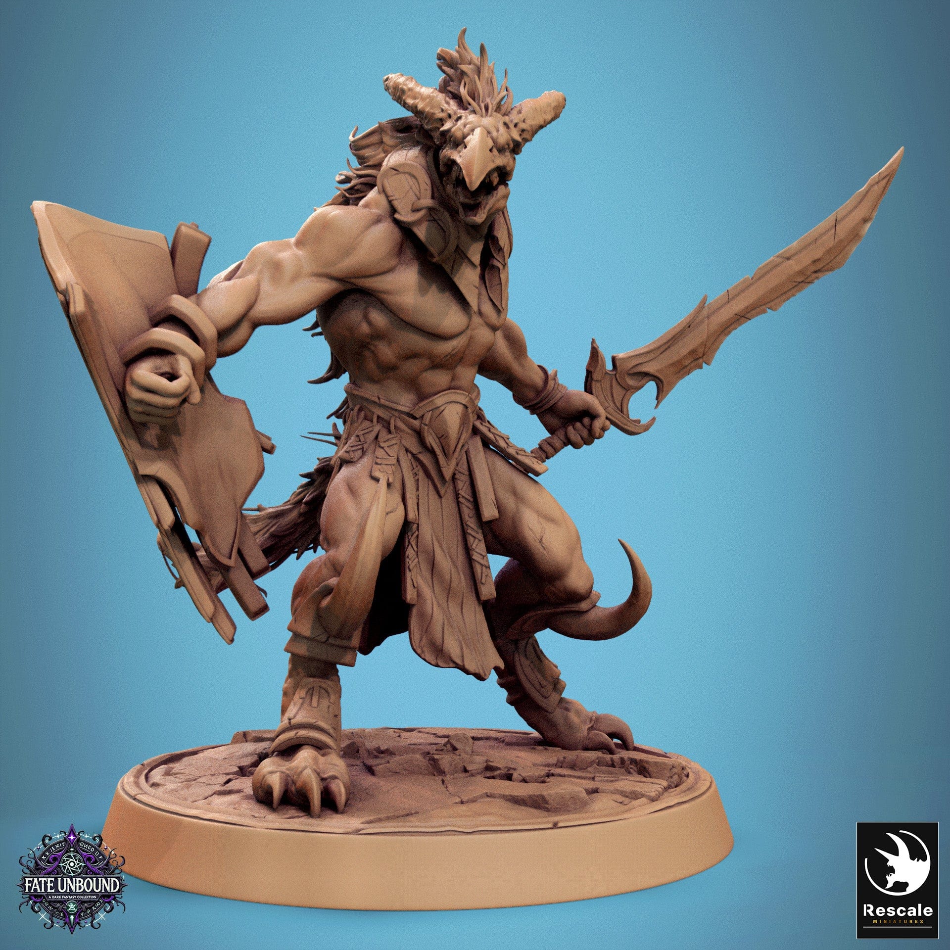 Tabletop RPG Miniature Skorath - 32mm Qumi Rescale Miniatures Sword & Shield Ready Quality Miniatures - Qumi Wargaming Mini Model Figure