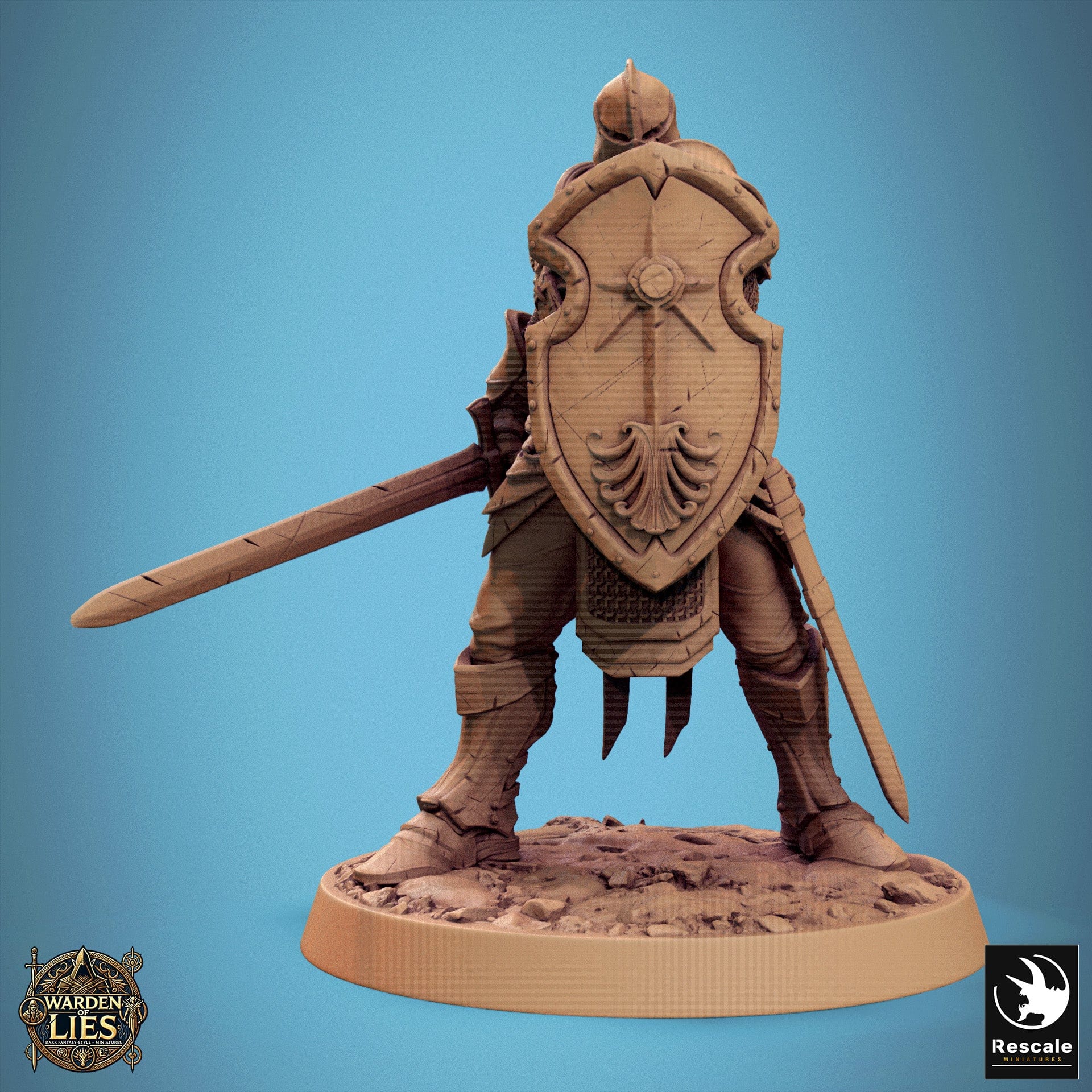 Tabletop RPG Miniature Knight Of Valor - 32mm Qumi Rescale Miniatures Sword & Shield Stand Quality Miniatures - Qumi Wargaming Mini Model Figure