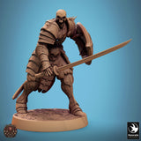 Undead Sword Fighter Tabletop Miniature - Oriental Skeletons by Qumi, 3D printed resin tabletop miniature for RPGs, wargaming and painting