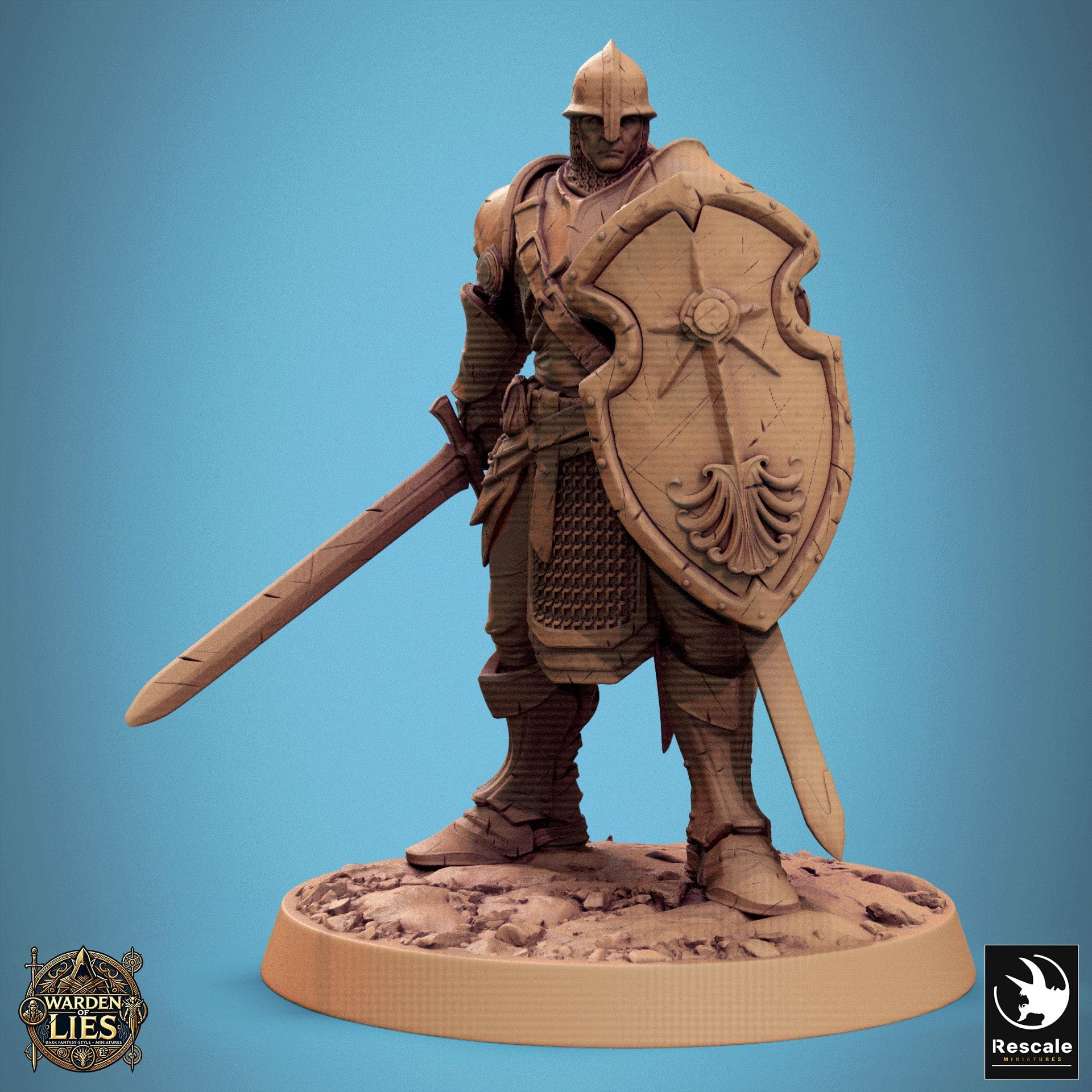 Tabletop RPG Miniature Knight Of Valor - 32mm Qumi Rescale Miniatures Sword & Shield Wait Quality Miniatures - Qumi Wargaming Mini Model Figure