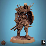 Undead Sword Fighter Tabletop Miniature - Oriental Skeletons by Qumi, 3D printed resin tabletop miniature for RPGs, wargaming and painting