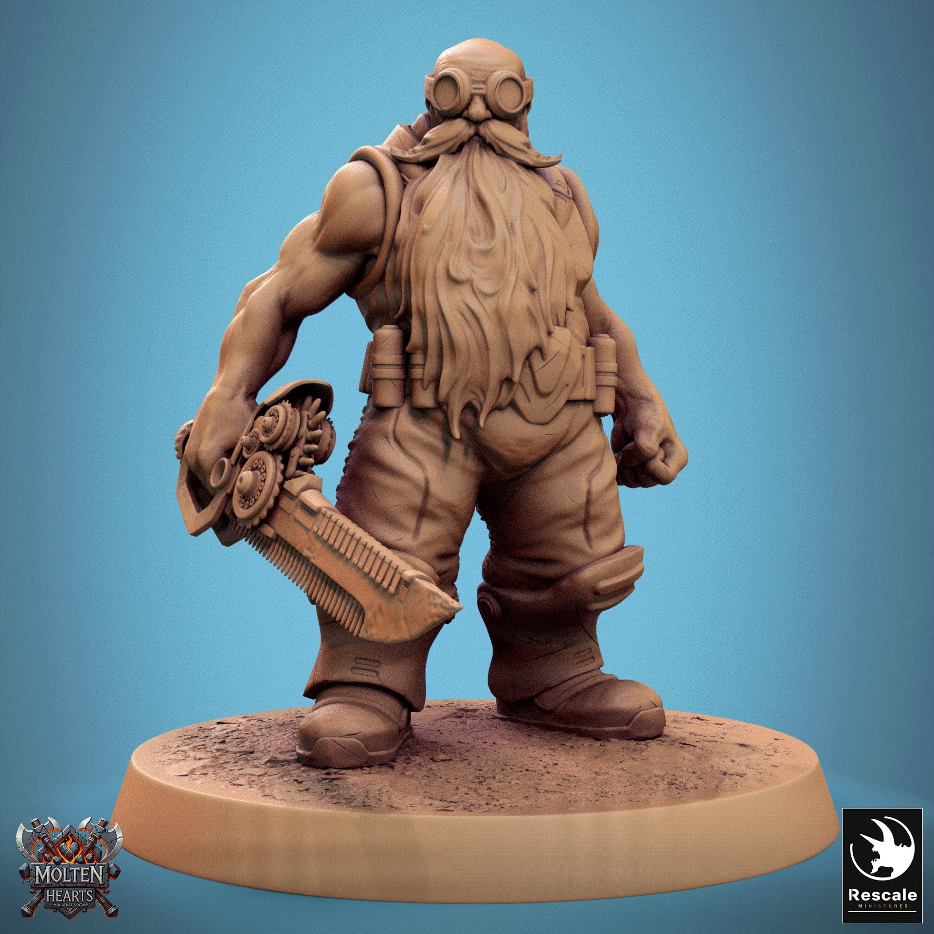 Tabletop RPG Miniature Dwarf Steampunk - 32mm Qumi Rescale Miniatures Sword Stand Quality Miniatures - Qumi Wargaming Mini Model Figure
