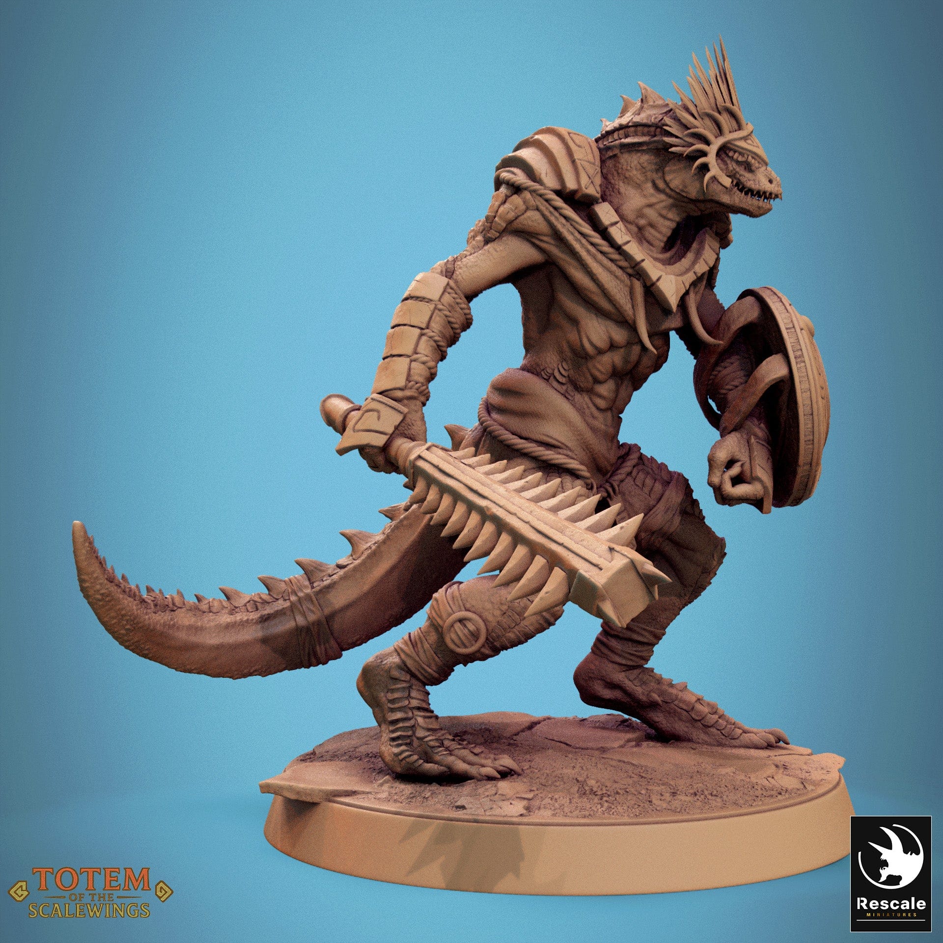 Tabletop RPG Miniature Lizardman Grimscale 32mm Qumi Rescale Miniatures Humanoid Sword Stand Quality Miniatures - Qumi Wargaming Mini Model Figure