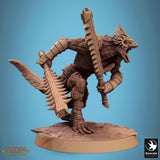 Front view of lizardman warrior with spiked club, showing detailed scales.