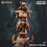 Hel Maiden of Death Resin-Büste mit detaillierten Schädel- und Hornverzierungen auf einem Sockel