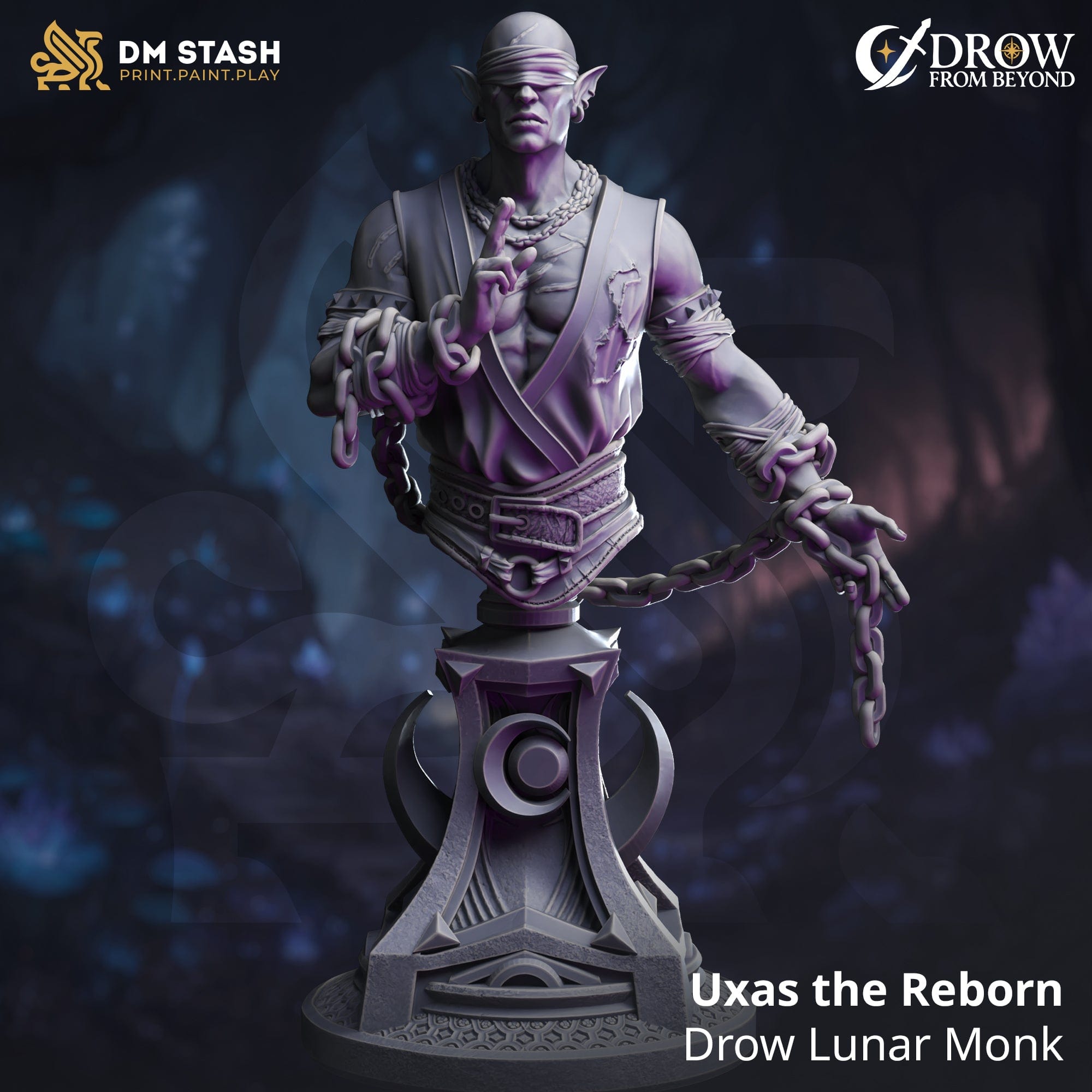 Tabletop Bust Uxas the Reborn Qumi DM Stash - Quality Miniatures - Qumi