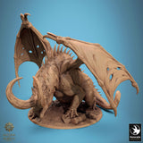 Perspektivische Ansicht der 3D-gedruckten Infernaler Drache Miniatur