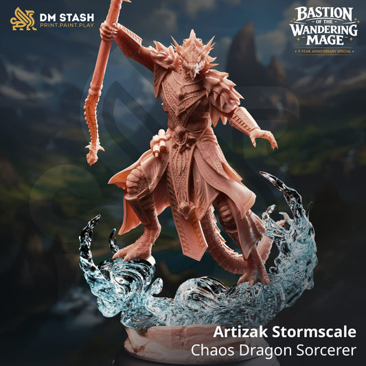 Detailed tabletop Dragon Sorcerer miniature from Artizak Stormscale by Quality Miniatures, perfect for RPG and wargaming.