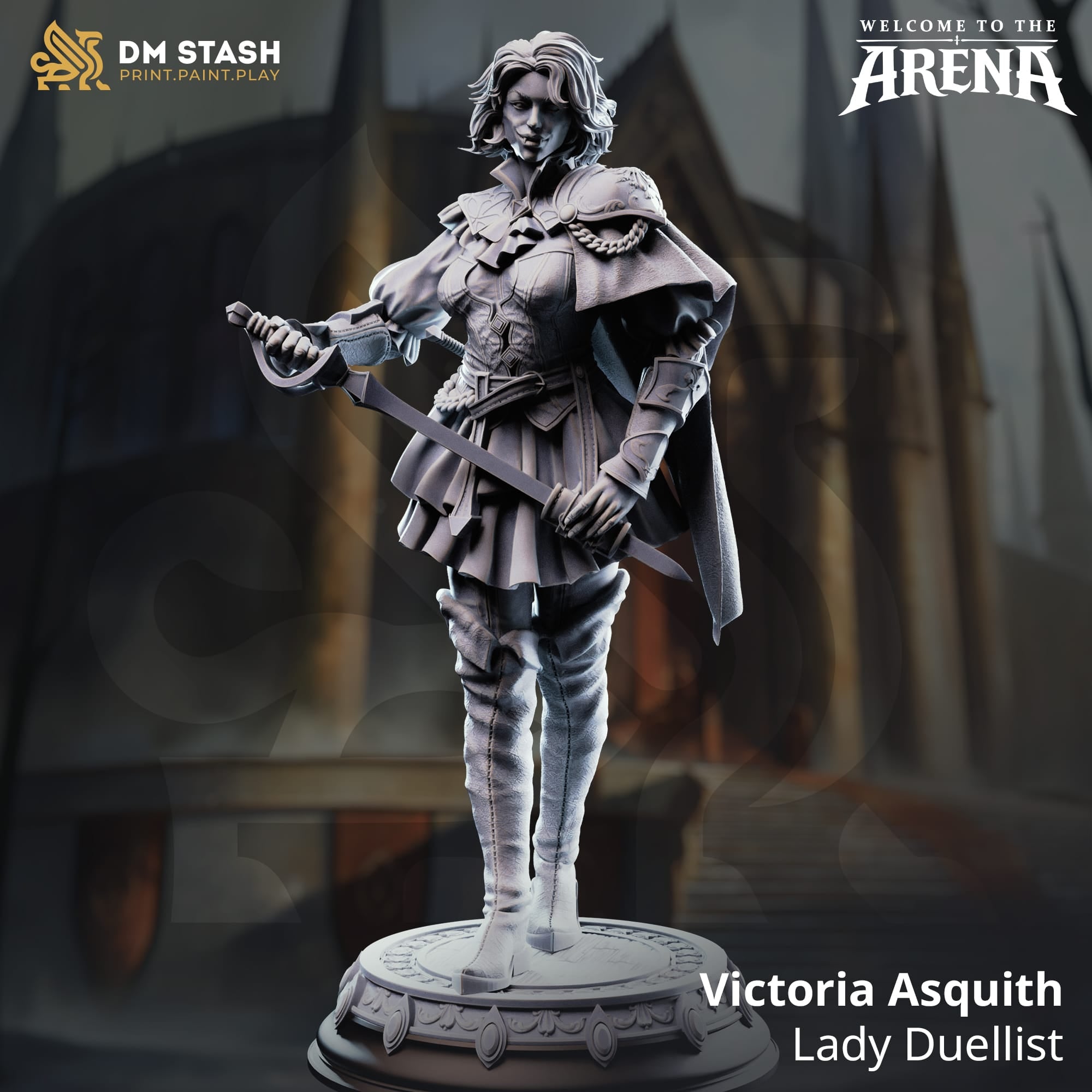 Victoria Duellist miniature by Quality Miniatures, 32mm and 75mm sizes, for tabletop wargaming and RPG scenarios.