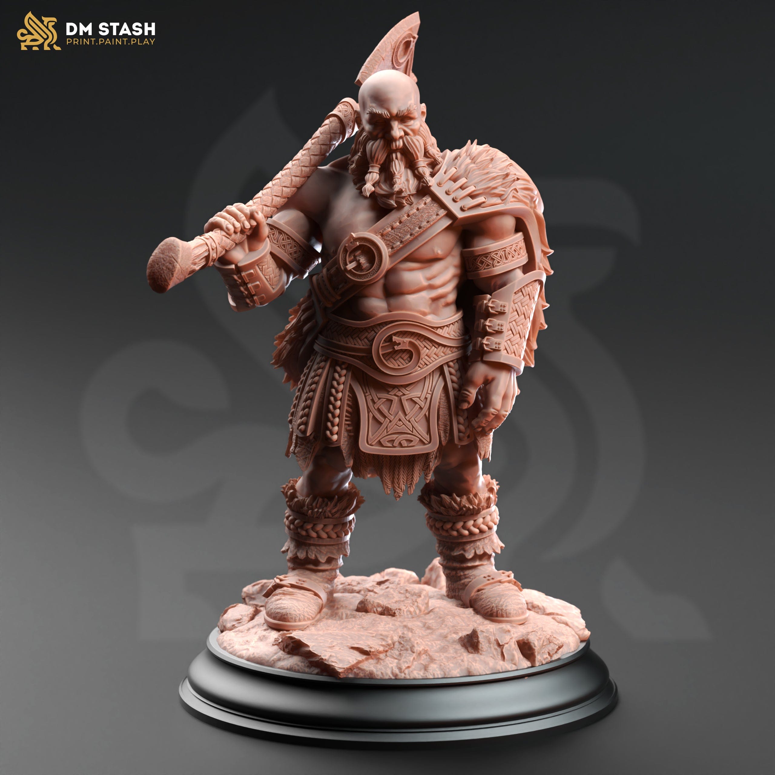 Tabletop Dwarf Berserker Orzei 32mm 75mm Qumi DM Stash - Quality Miniatures - Qumi