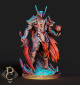 Painted version of the Emissary of the Gods fighter miniature with vibrant details