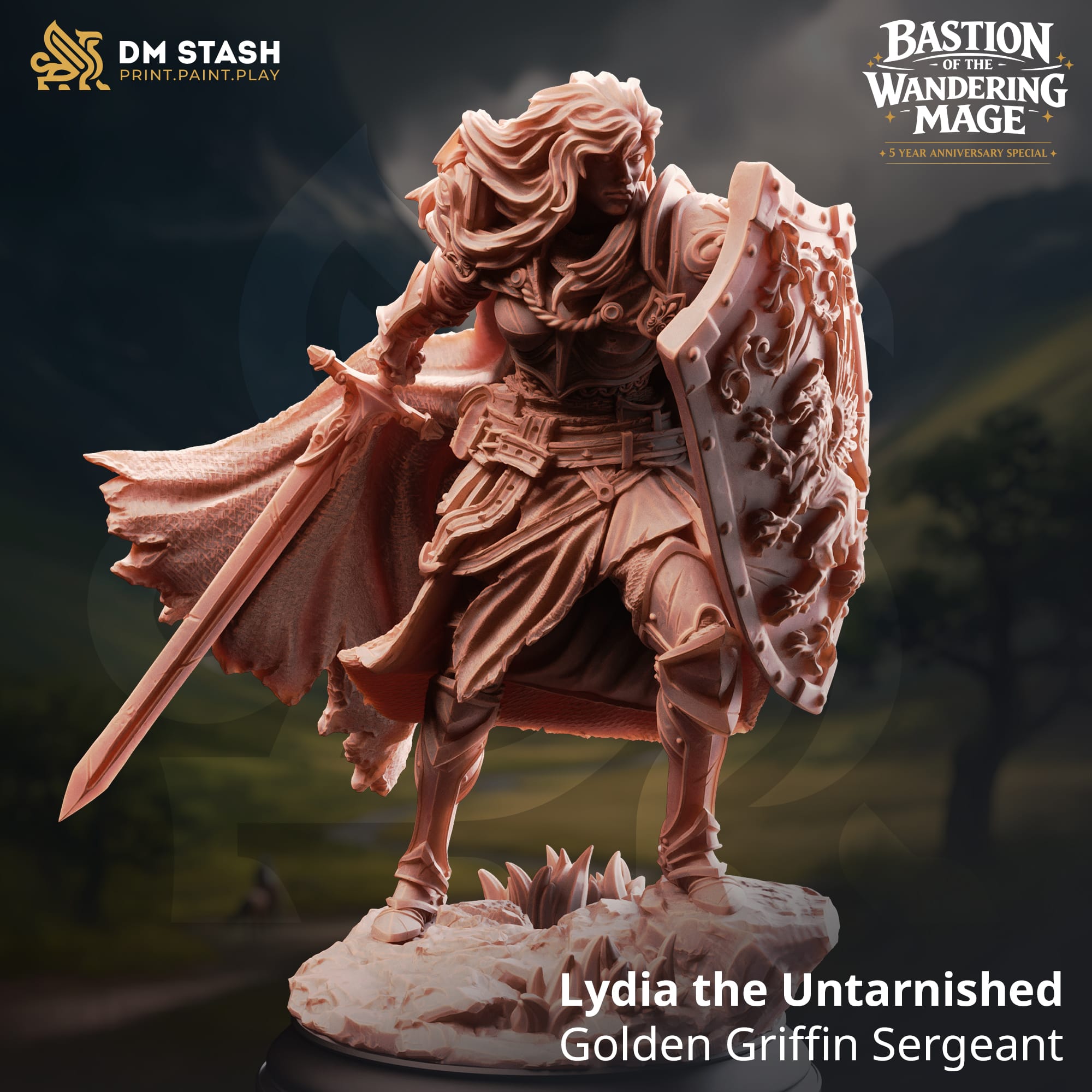 Tabletop Fighter miniature Lydia the Untarnished from Quality Miniatures Qumi, featuring detailed RPG character figure for wargaming.