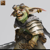 Nahaufnahme des Goblin Blaster Kopfes mit Details an Schutzbrille, Mimik und Rüstung