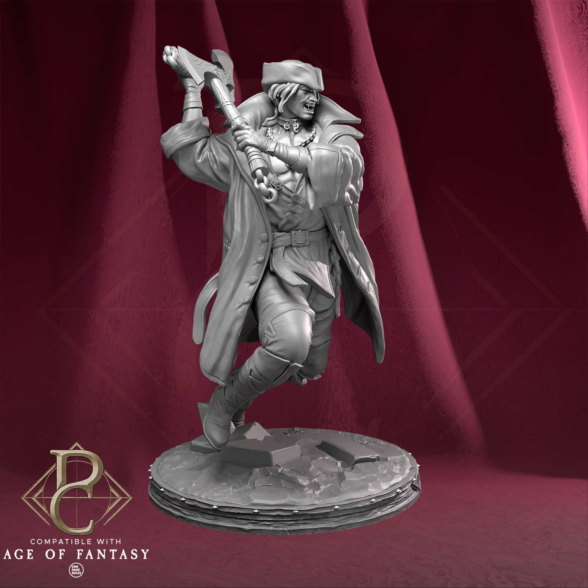 Fantasy figurine on a red background with 'Age of Fantasy' logo.