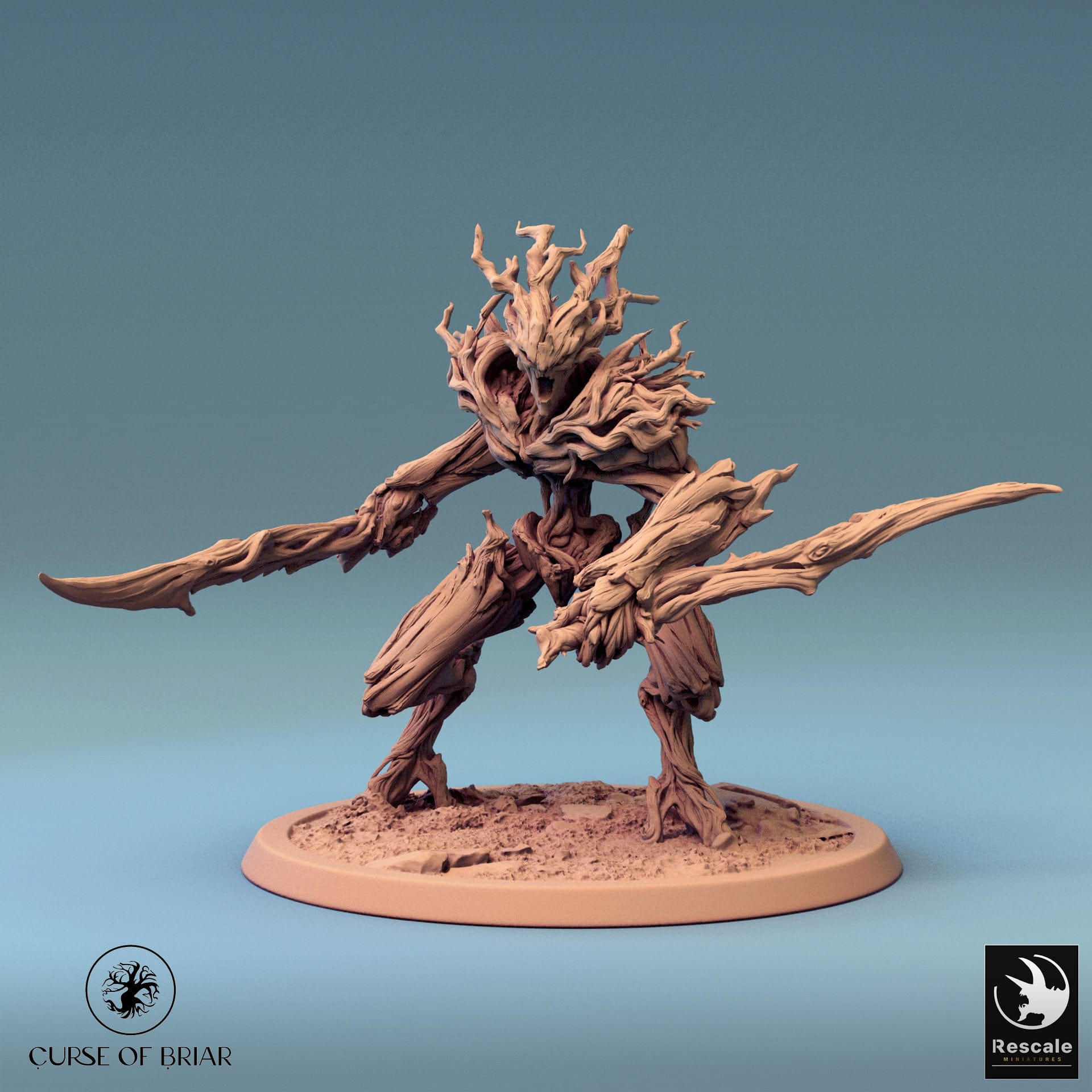 Rescaled 32mm humanoid Branchblades miniature by Quality Miniatures Qumi for tabletop wargaming and RPG scenarios.