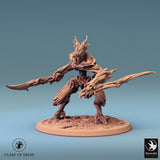 Humanoid Archer Tabletop Miniature - Branchblades by Qumi, 3D printed resin tabletop miniature for RPGs, wargaming and painting