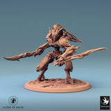 Humanoid Archer Tabletop Miniature - Branchblades by Qumi, 3D printed resin tabletop miniature for RPGs, wargaming and painting