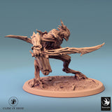 Humanoid Archer Tabletop Miniature - Branchblades by Qumi, 3D printed resin tabletop miniature for RPGs, wargaming and painting