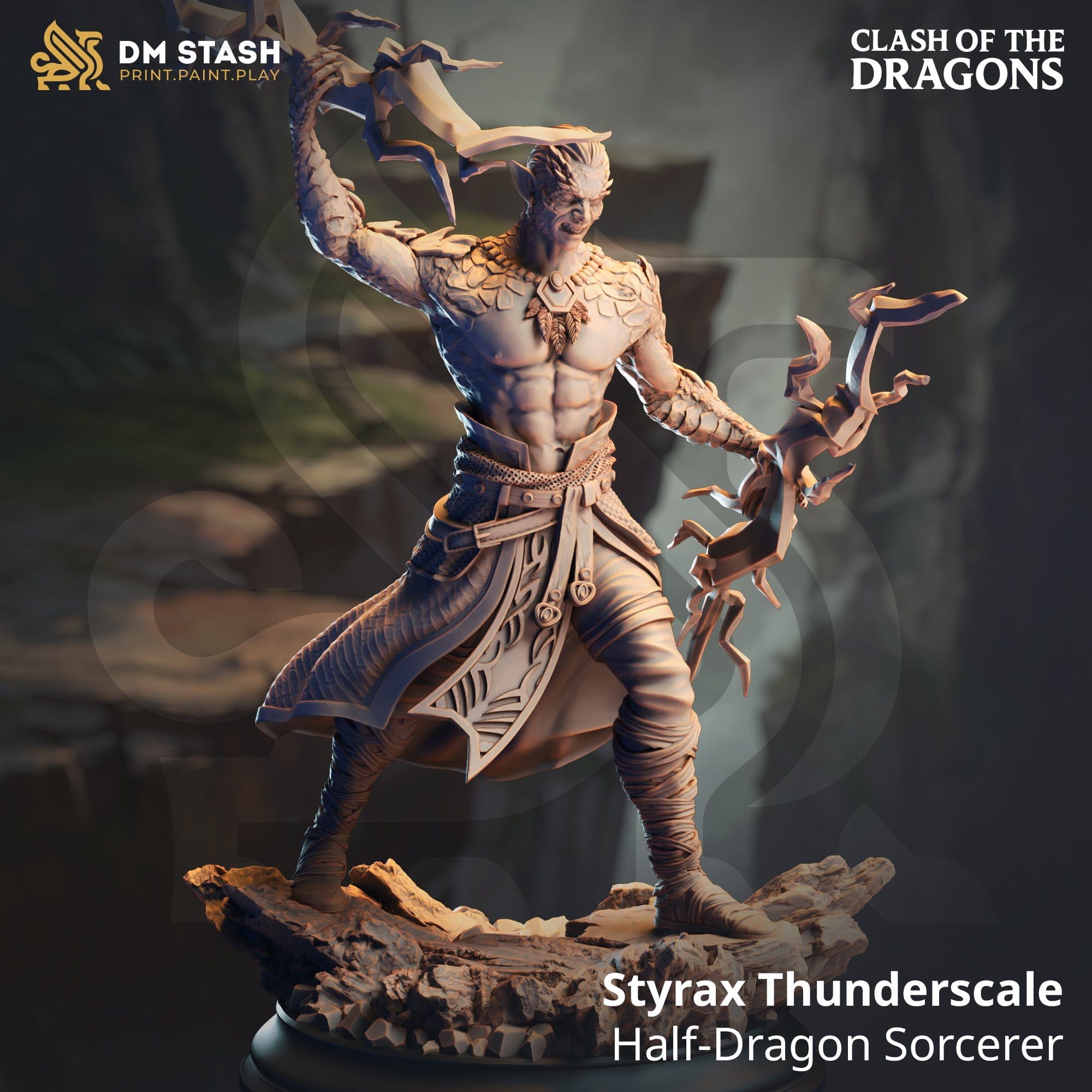 Tabletop Humanoid Sorcerer Styrax 32mm 75mm DM Stash Quality Miniatures - Qumi Wargaming Mini Model Figure