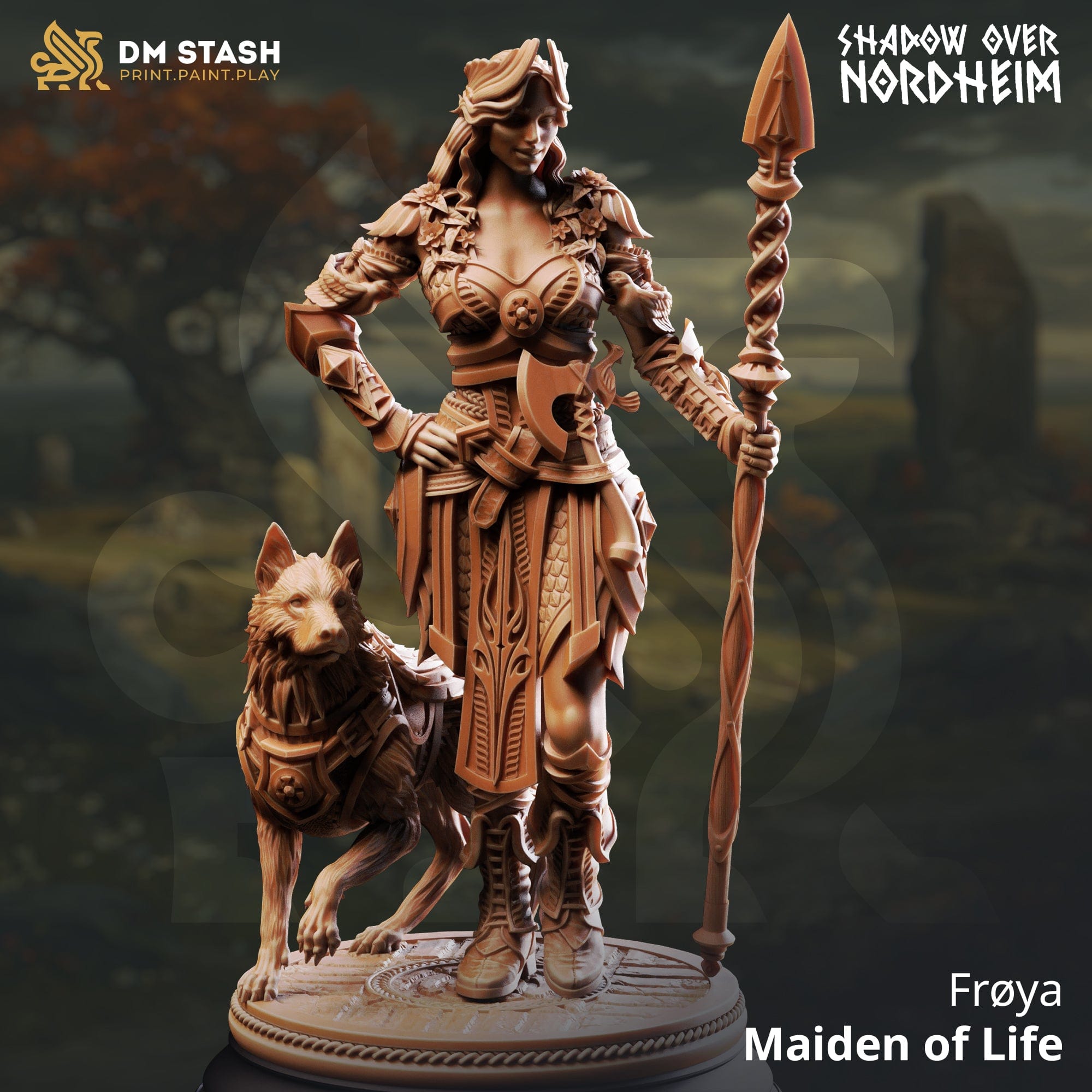 Tabletop Maiden Miniature Frøya 32mm 75mm DM Stash Qumi - Quality Miniatures - Qumi