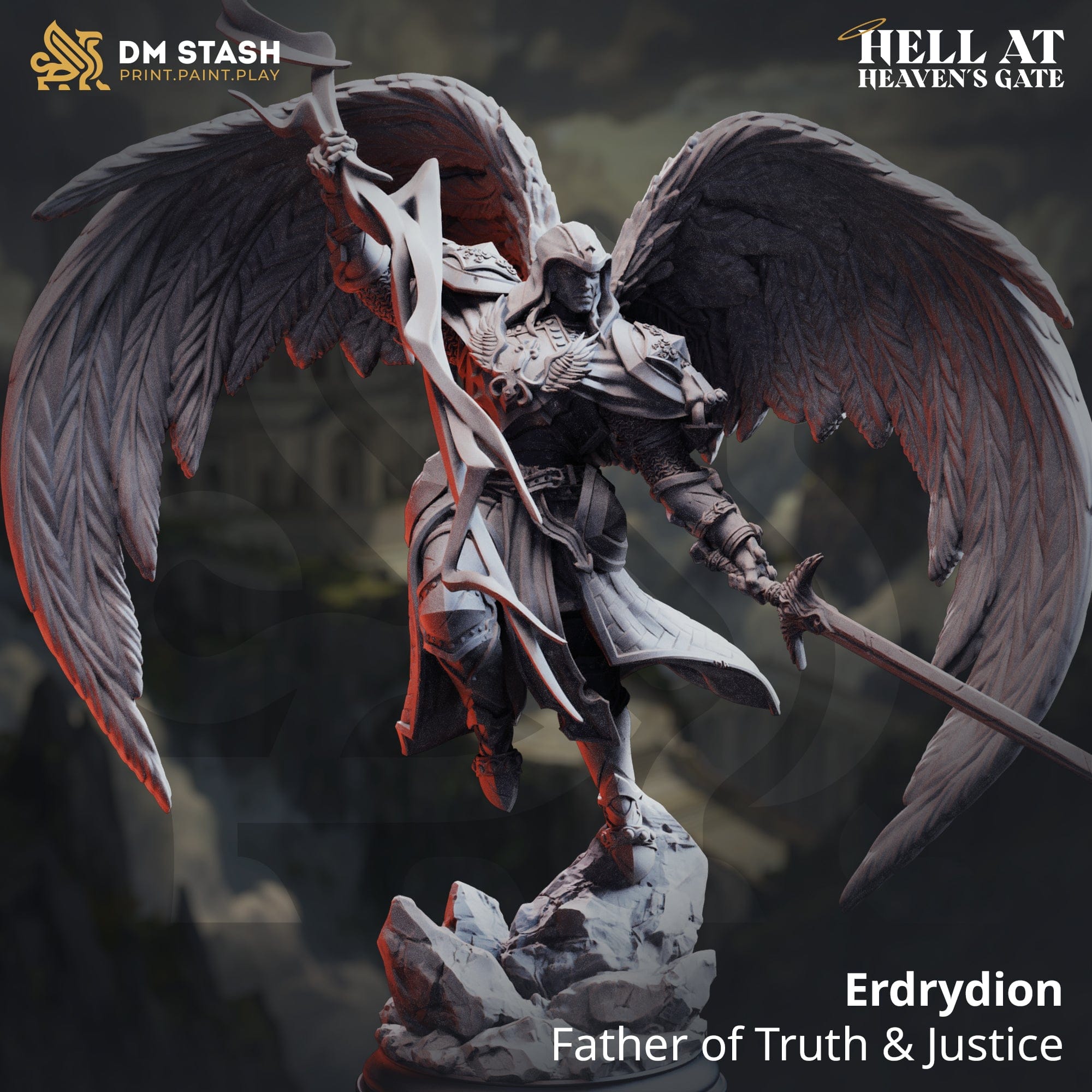 Tabletop Male Fighter Erdrydion 32mm 75mm DM Stash - Quality Miniatures - Qumi