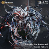 Leopold the Ascended human Paladin miniature rising from a base with flowing ethereal tendrils and sword