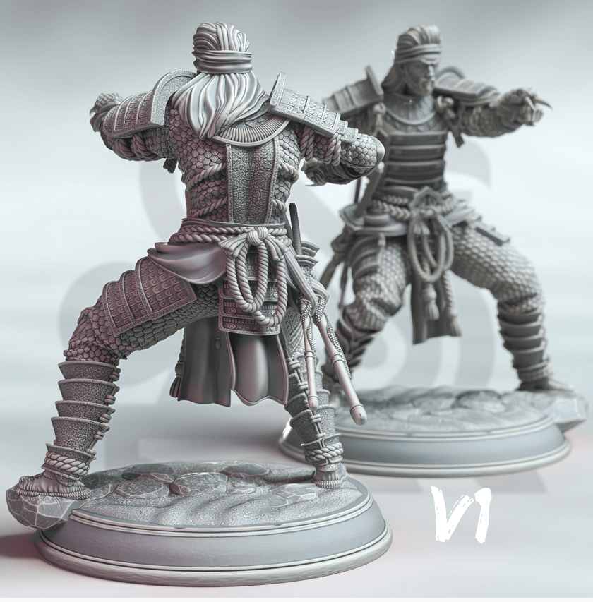 Tabletop Male Samurai Miniature Kazuhira Orochi DM Stash - Quality Miniatures - Qumi