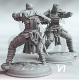 Rear view of 32mm scale samurai figure showing detailed scale mail armor and sword hilts