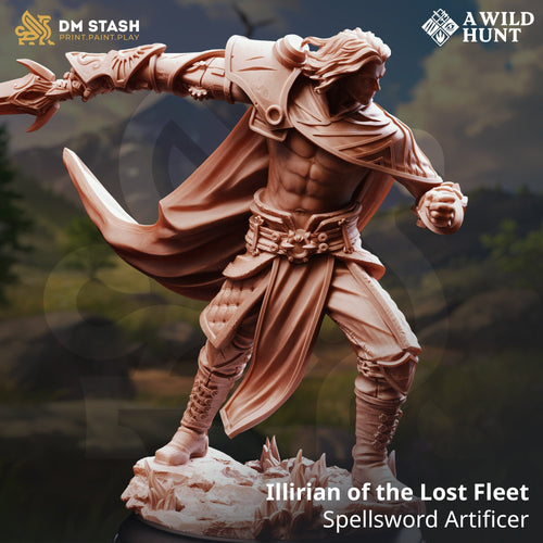 Tabletop-Miniatur eines männlichen Zauberers, Illirianer, 32 mm 75 mm, DM Stash