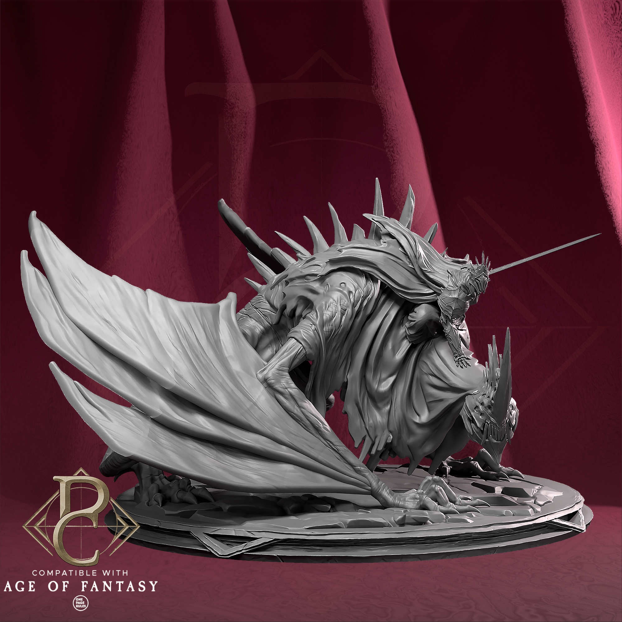 Tabletop Miniature The Shadowed King Mounted on Dragon 32mm Qumi Parasite Collectibles Creatures Quality Miniatures - Qumi Wargaming Mini Model Figure