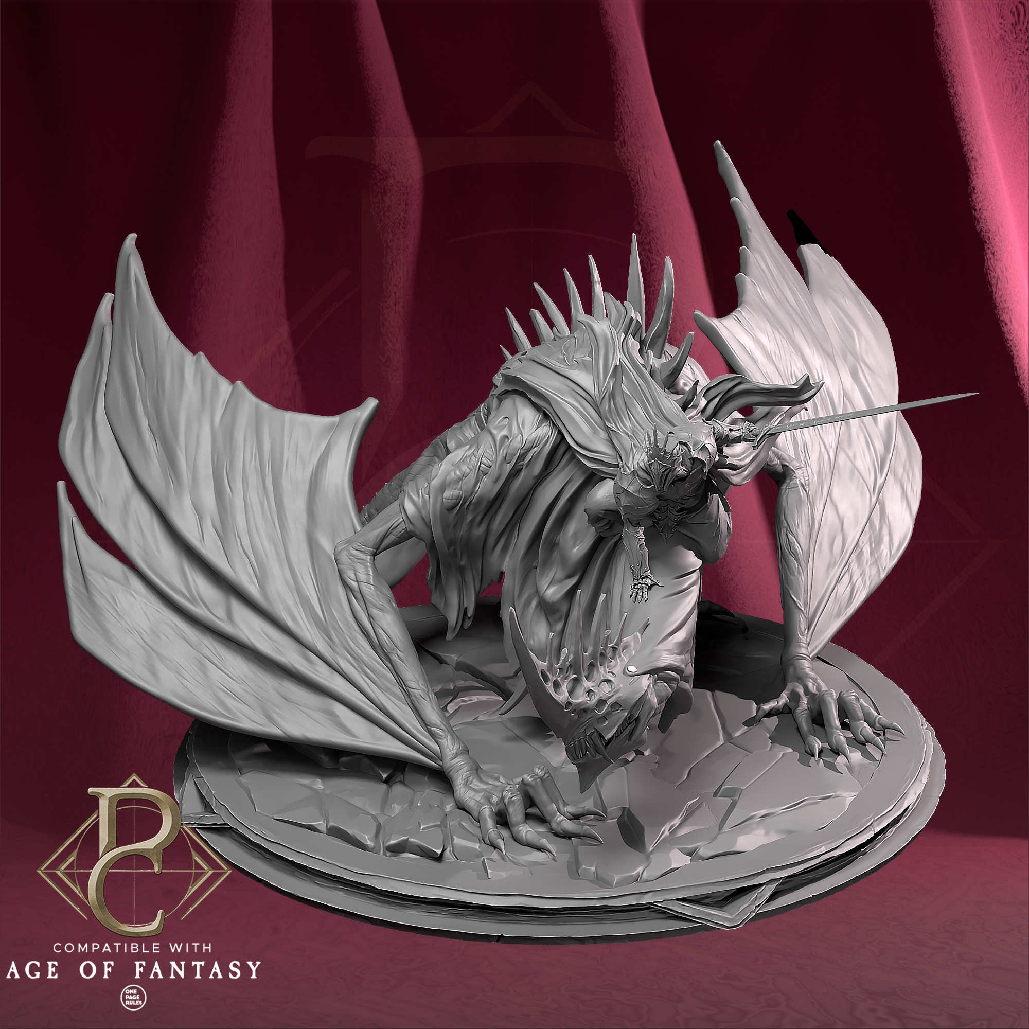 Tabletop Miniature The Shadowed King Mounted on Dragon 32mm Qumi Parasite Collectibles Creatures Quality Miniatures - Qumi Wargaming Mini Model Figure