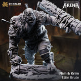 Flim & Krim Ettin Brute Resin-Miniatur in dynamischer Kampfpose mit einer großen Keule