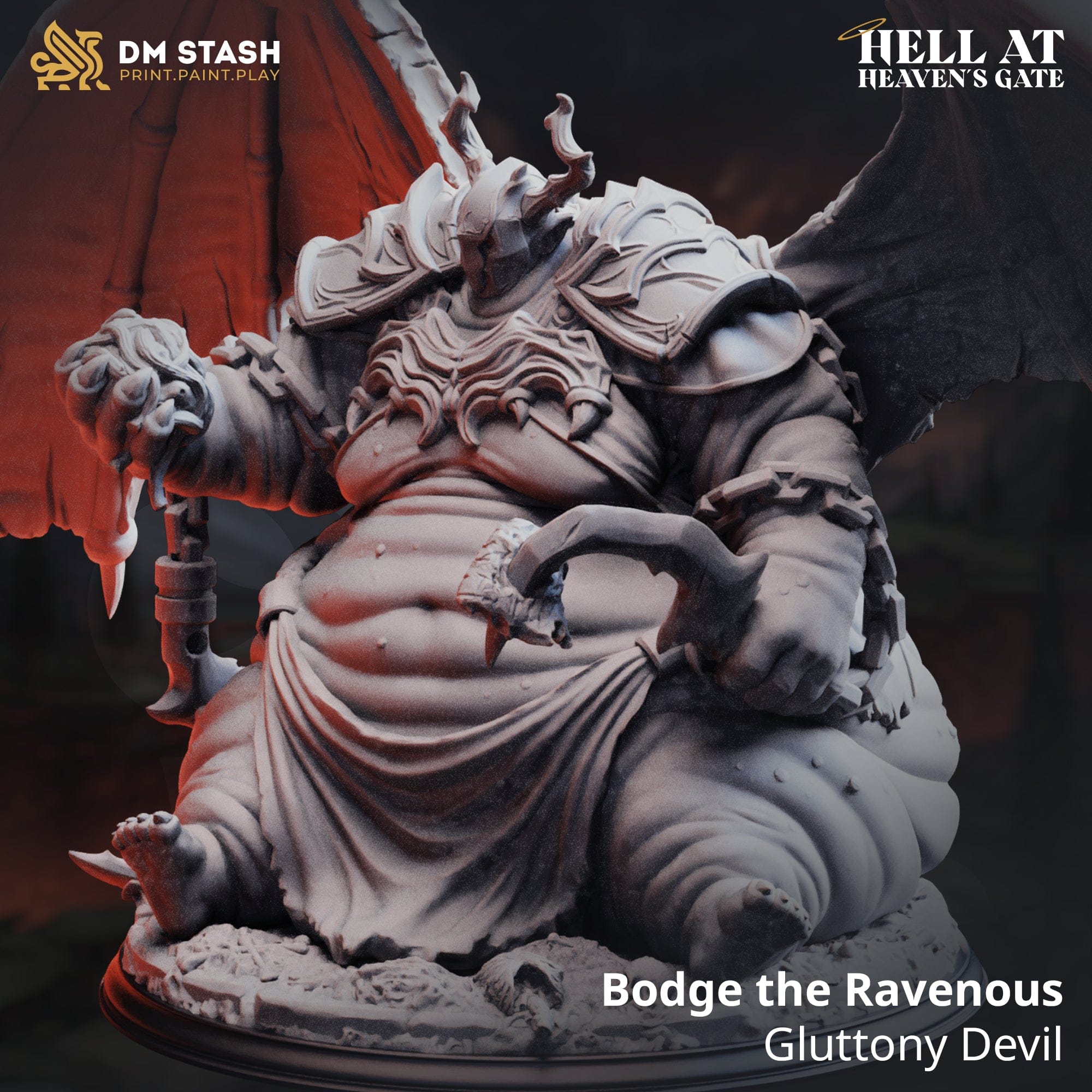 32mm Devil Bodge tabletop monster miniature by Quality Miniatures, detailed ravenous devil for RPG and wargaming.