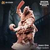 Sown One Fleischgolem Tabletop Monster-Miniatur aus 3D-gedrucktem grauem Resin mit Hackmesser und Haken