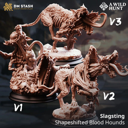 Tabletop Monster Slagsting Blood Hounds 32mm 75mm DM Stash - Quality Miniatures - Qumi