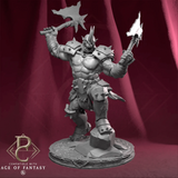 Orc Axtkämpfer Miniatur Gorgrash the Ripper mit zwei Äxten in dynamischer Kampfpose