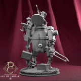Rear view of the wood gear goblin wargaming miniature showing the mechanical detail