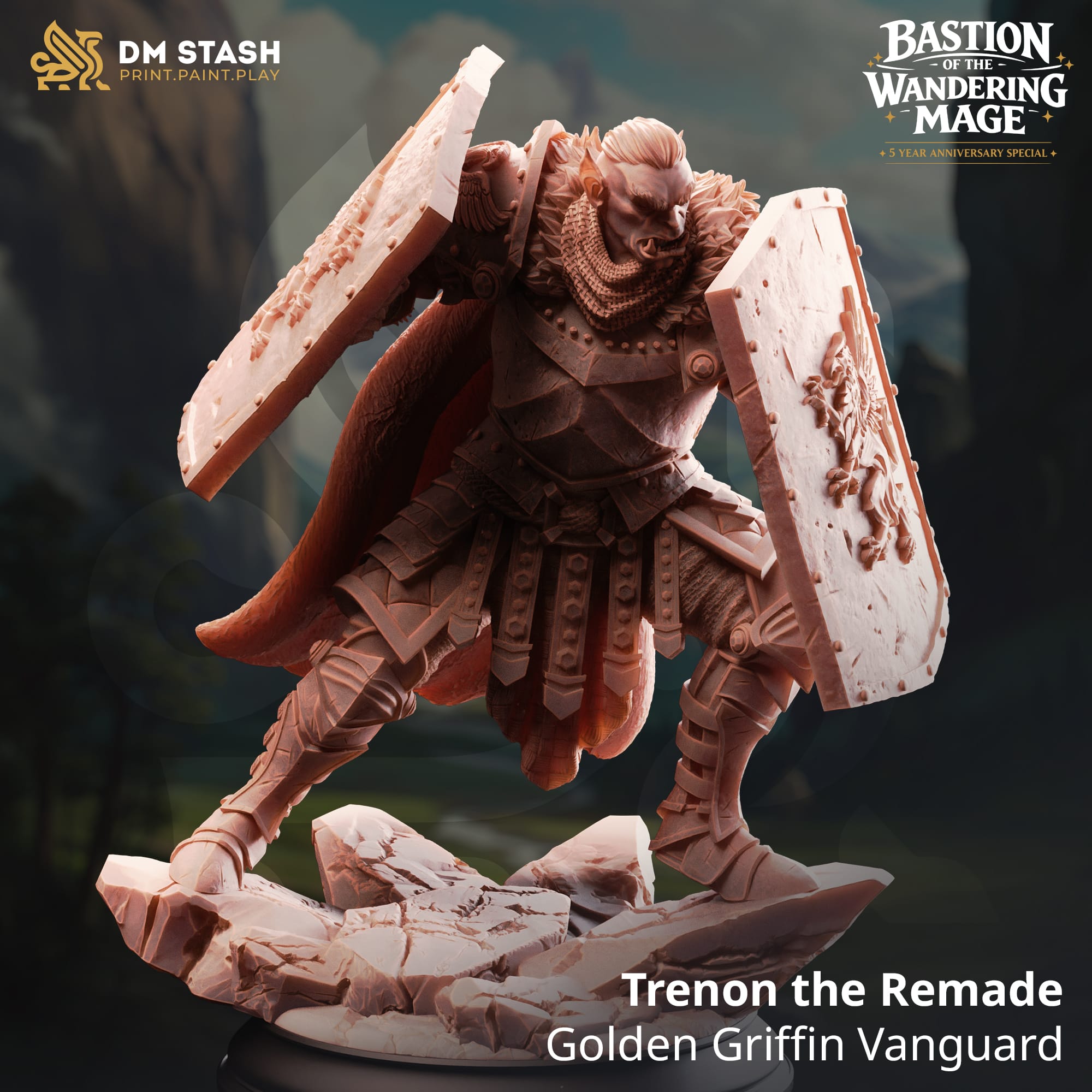 Tabletop Orc Miniature Trenon the Remade by Qumi, 32mm and 75mm scale, detailed RPG wargaming figure for tabletop gaming.