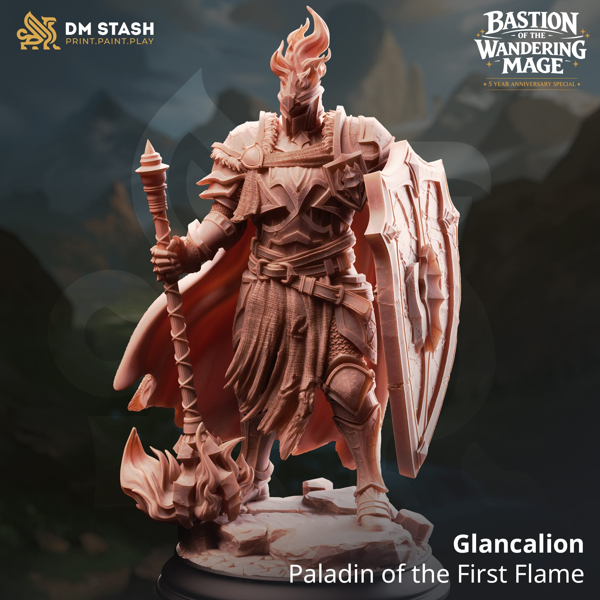 Miniature of a Paladin Fighter Glancalion from Quality Miniatures' DM Stash for tabletop RPG wargaming.