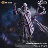 A detailed 3D-printed resin miniature of a psionic knight standing in a tactical pose with one hand raised.