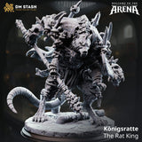 32mm Resin Miniatur eines Rattenkönig Speerkämpfers in dynamischer Kampfpose.