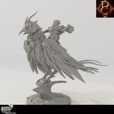 Rear view of the Aerithrian Wind Defender fighter model mounted on a large bird-like creature.