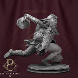 Back view of the miniature, emphasizing the backpack and spherical gear attached to the cloak.