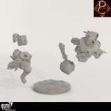 Unassembled 3D-printed parts of the Aerithrian Wind Defender miniature on a white background.
