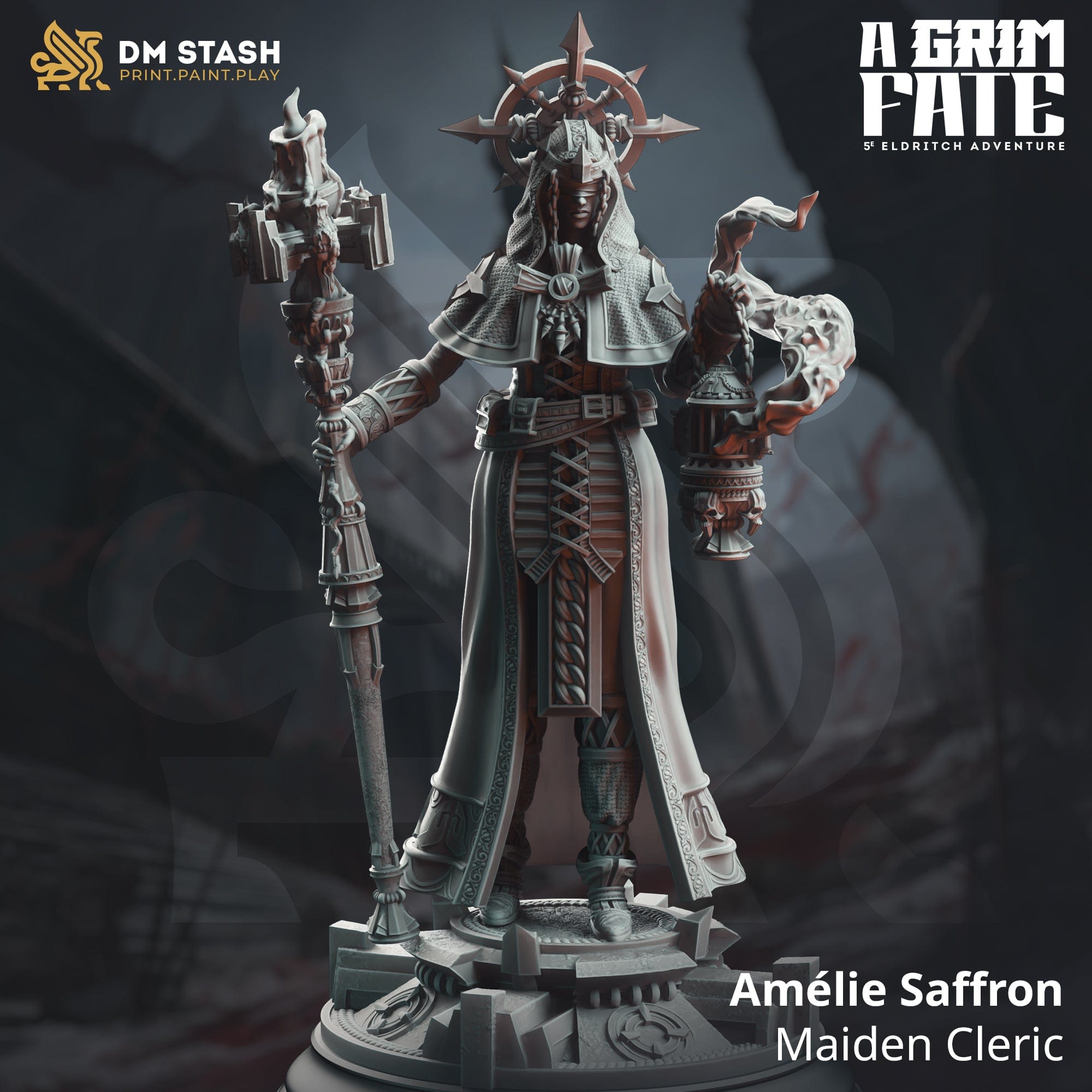 Tabletop RPG Miniature Amélie Saffron - 32mm 75mm Qumi - DM Stash Quality Miniatures - Qumi Wargaming Mini Model Figure