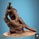 Creature Ancient Alligator Tabletop Miniatures by Qumi, 3D printed resin tabletop miniature for RPGs, wargaming and painting