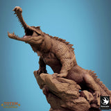 Creature Ancient Alligator Tabletop Miniatures by Qumi, 3D printed resin tabletop miniature for RPGs, wargaming and painting