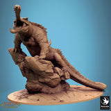 Creature Ancient Alligator Tabletop Miniatures by Qumi, 3D printed resin tabletop miniature for RPGs, wargaming and painting