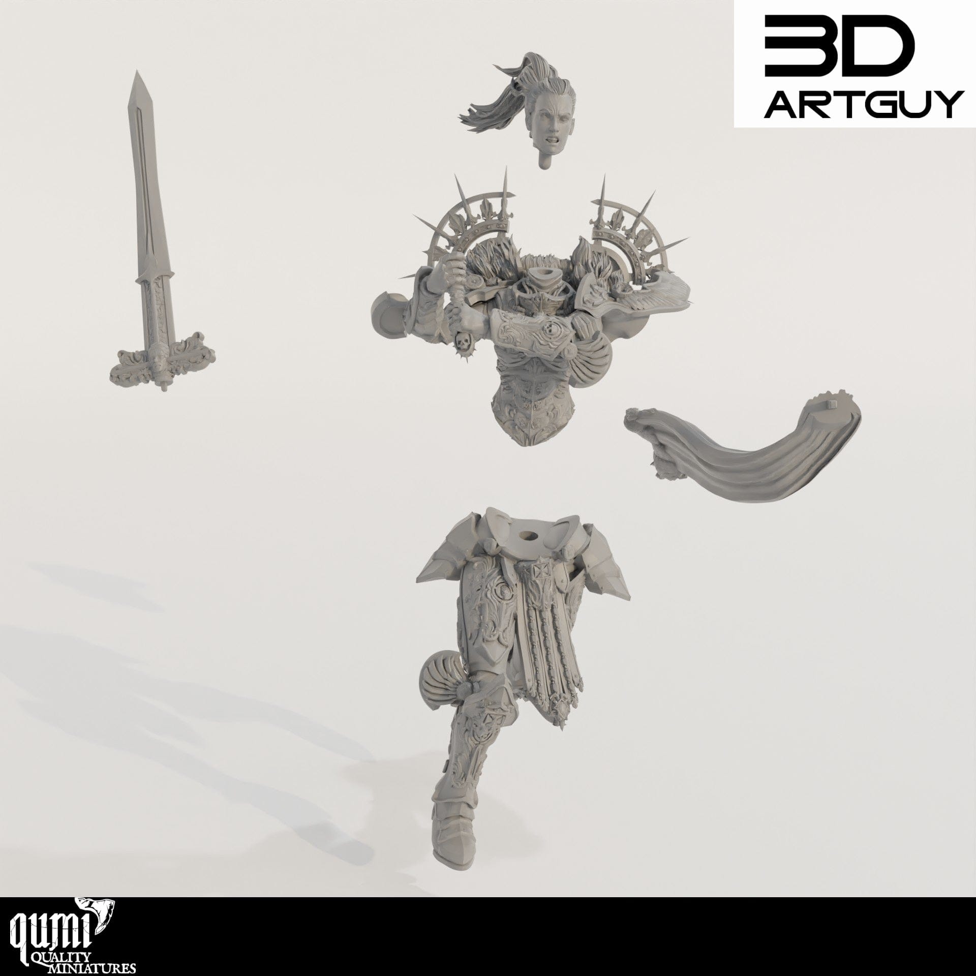Tabletop RPG Miniature Angry Paladin Melee - Qumi Quality Miniatures - Qumi Wargaming Mini Model Figure