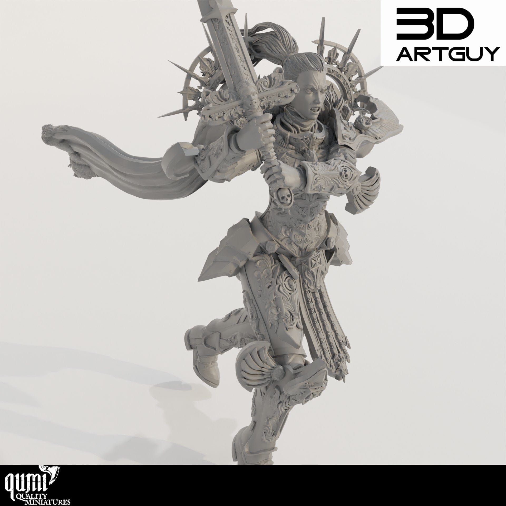 Tabletop RPG Miniature Angry Paladin Melee - Qumi Quality Miniatures - Qumi Wargaming Mini Model Figure